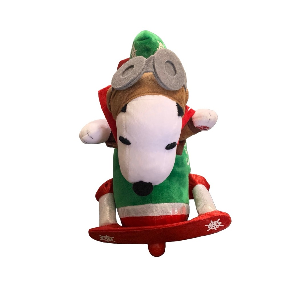 Christmas Peanuts Animated‎ 12” Plush Snoopy Airplane Light Up Propeller Works!